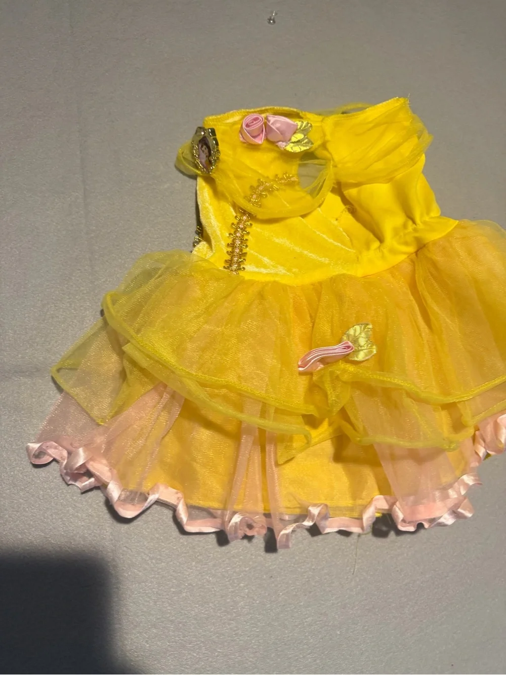 Disney Yellow Tulle Princess Costume with Pink Accents